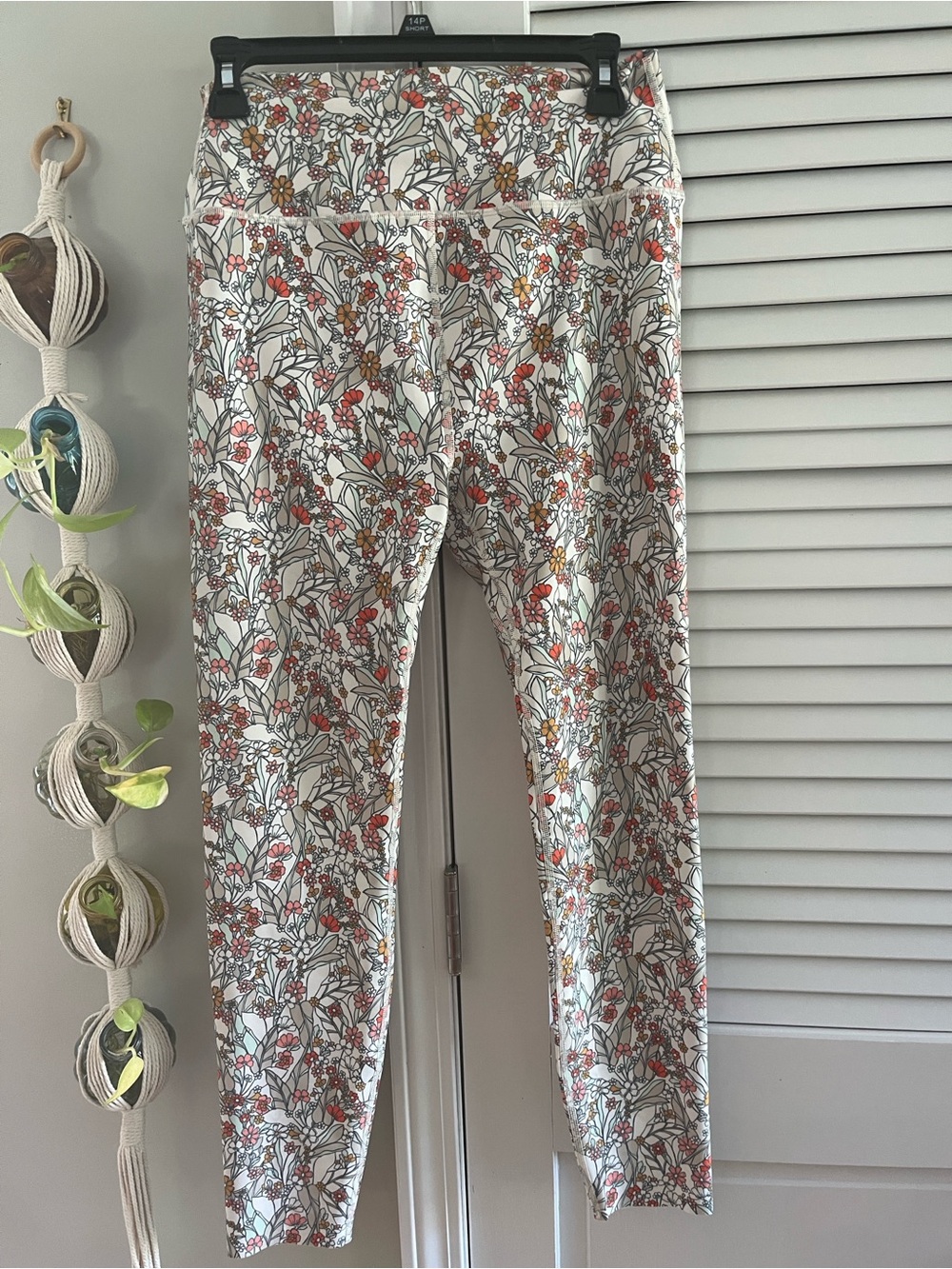 Peloton Cream Leggings with Floral Print